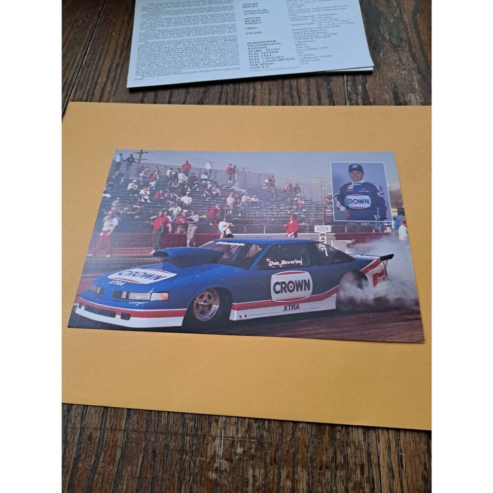 Vintage 1990 Don Beverley Crown Racing NHRA Pro Stock Driver Card Oldsmobile